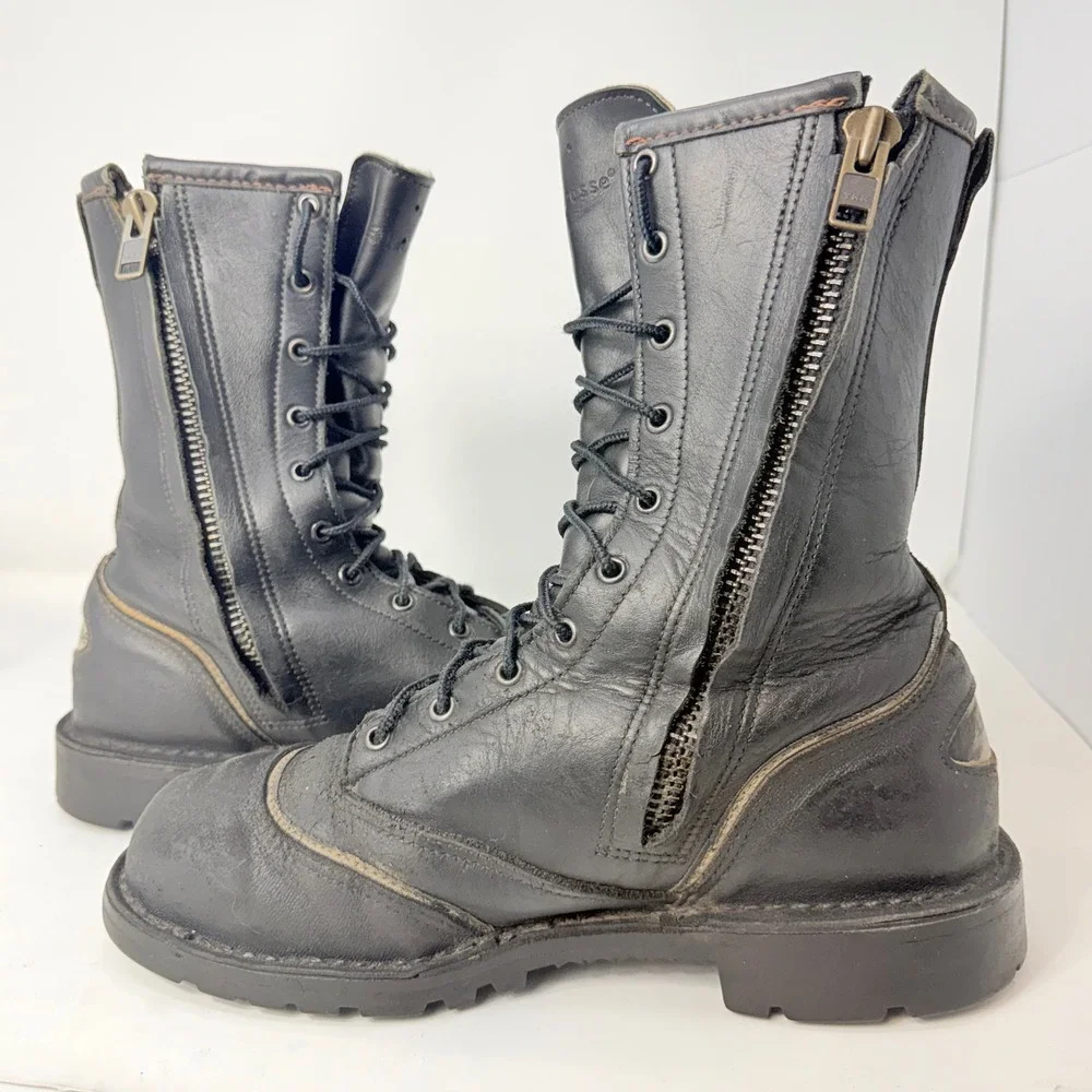 LaCrosse 14H72 Mens 10 M Fire Fighting Boots Black Leather Safety Toe USA Made